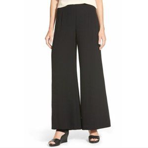 NWT Eileen Fisher Silk Black Wide Pants Petite M